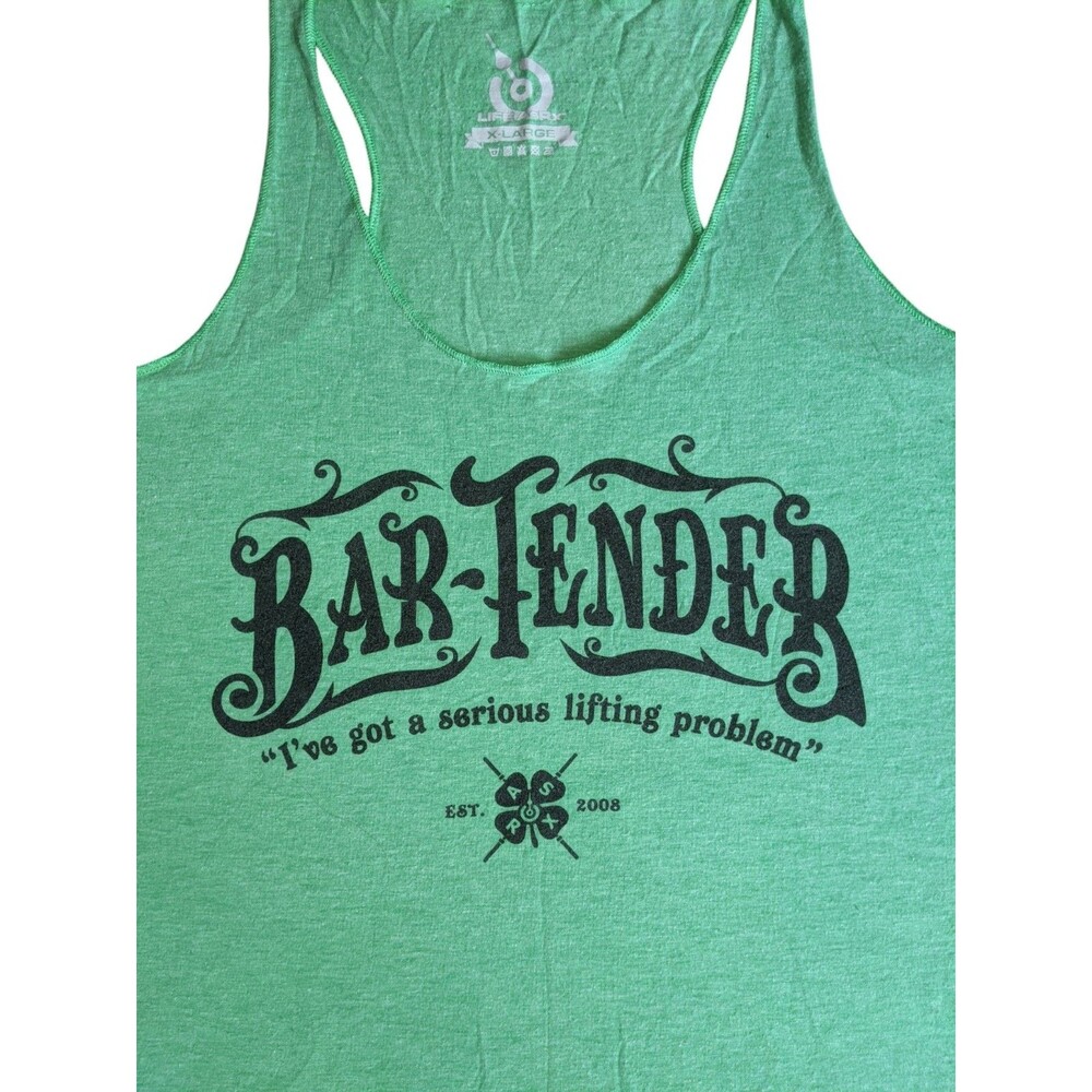 Green Bartender Cotton Racer Tank Women's Sz XL Funny Novelty St. Patrick's Day